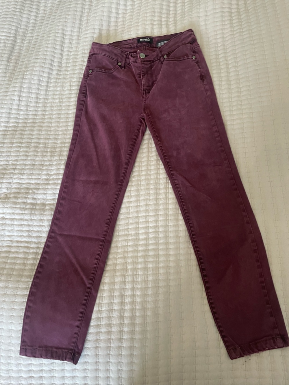 Buffalo David Bitton Royal Mid-Rise Stretch Skinny Jeans — Size 4/27 Plum